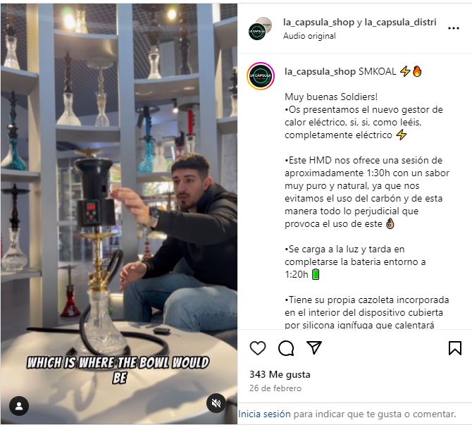 Review en instagram del NUEVO GESTOR ELÉCTRICO SMKOAL en la capsula shop